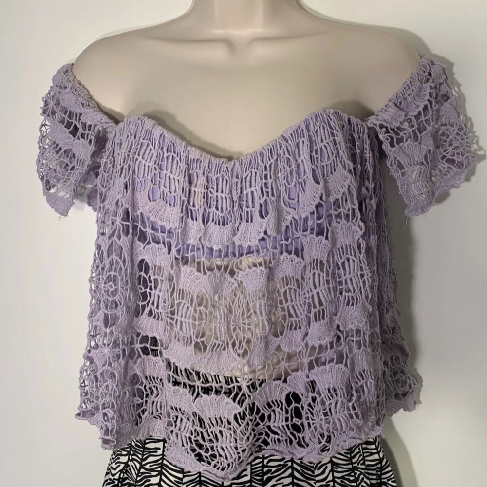 Lavender Lace Off-Shoulder Top